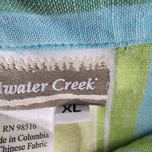 Coldwater Creek Shirt Womens Size XL Linen Button Front Striped Yellow Pastel - Picture 8 of 10